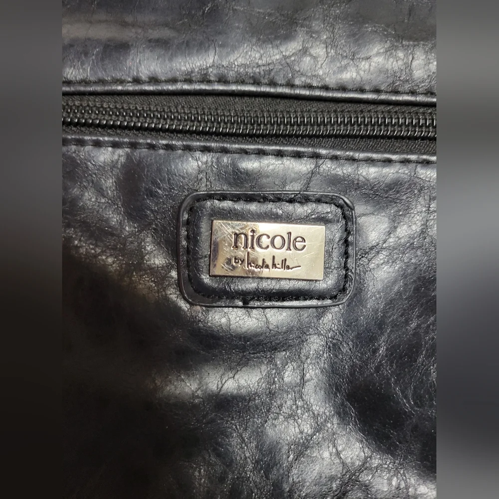 Nicole Miller shoulder bag cute details flowers pvc black